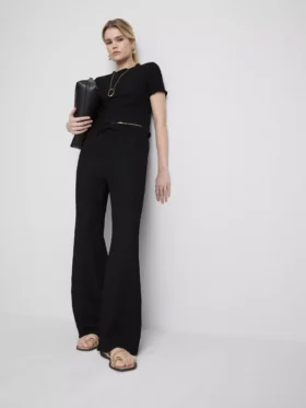 Pantalones arrugados de pierna recta con cordón