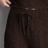 Pantalones arrugados de pierna recta con cordón