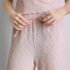 Pantalones arrugados de pierna recta con cordón