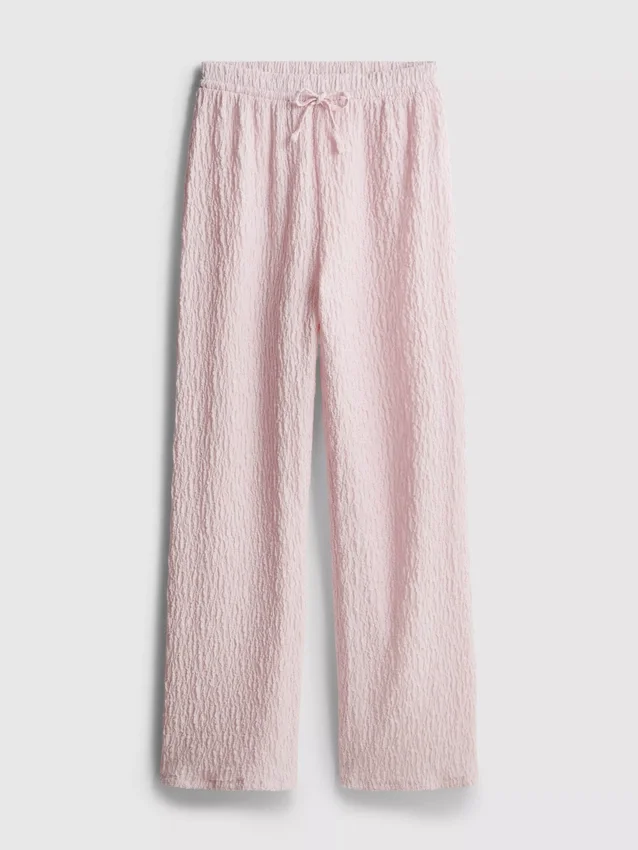 Pantalones arrugados de pierna recta con cordón