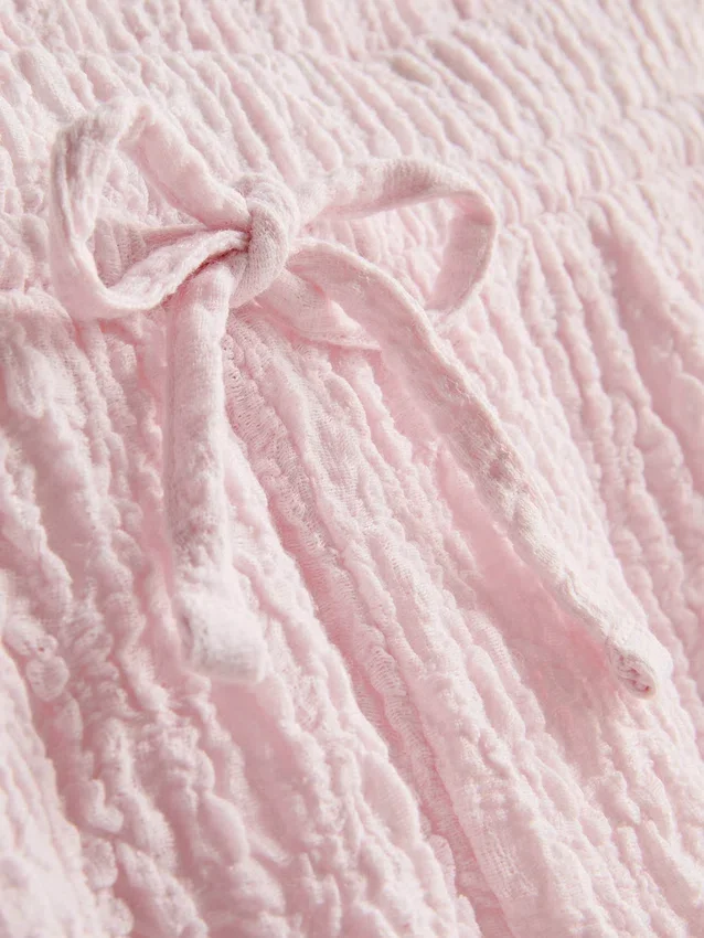 Pantalones arrugados de pierna recta con cordón