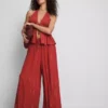 Pantalones brillantes de pierna ancha de Paula Echevarría