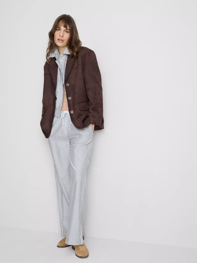 Pantalones con cordón y rayas Oxford