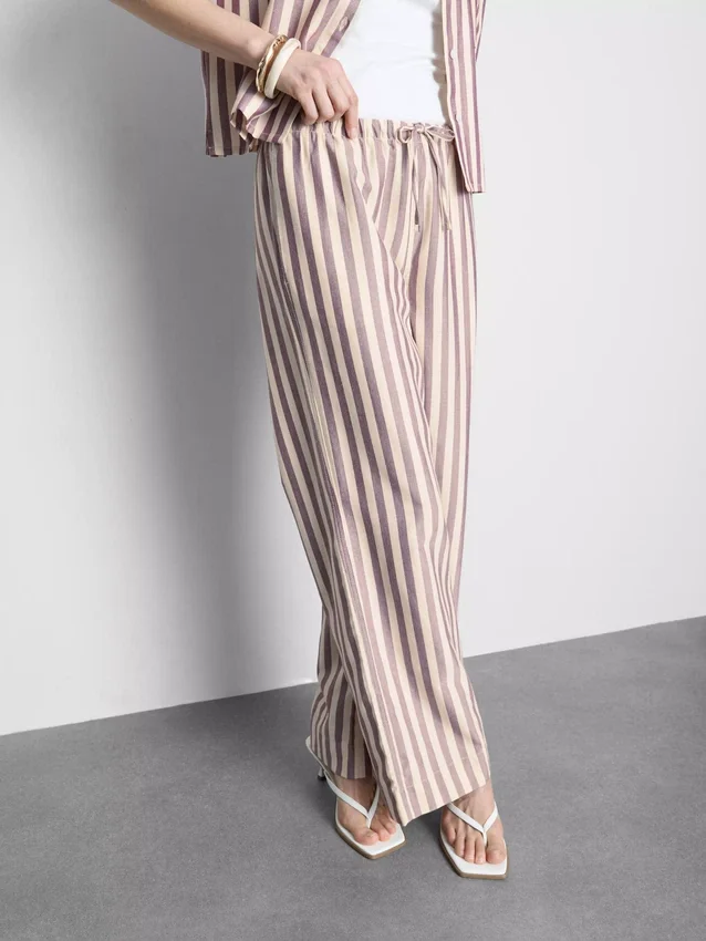 Pantalones con cordón y rayas Oxford
