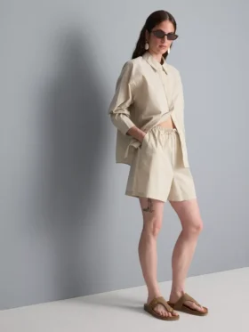 Pantalones cortos a rayas de popelín de algodón