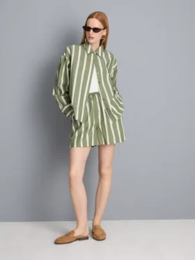 Pantalones cortos a rayas de popelín de algodón