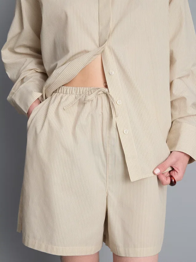 Pantalones cortos a rayas de popelín de algodón