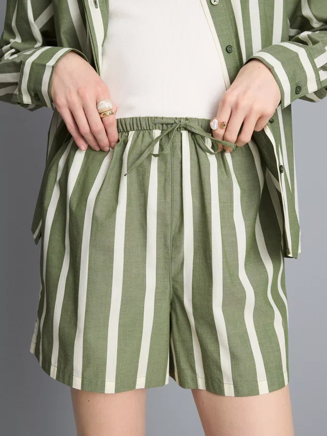 Pantalones cortos a rayas de popelín de algodón