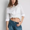 Pantalones cortos acampanados plisados de mezclilla con alto contenido de algodón