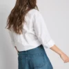 Pantalones cortos acampanados plisados de mezclilla con alto contenido de algodón