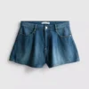 Pantalones cortos acampanados plisados de mezclilla con alto contenido de algodón