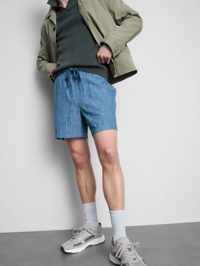 Pantalones cortos con cintura de cordón texturizada
