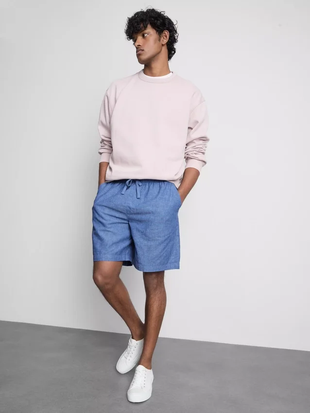 Pantalones cortos con cordón de mezcla de lino