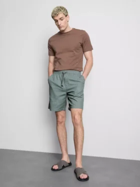 Pantalones cortos con cordón de mezcla de lino
