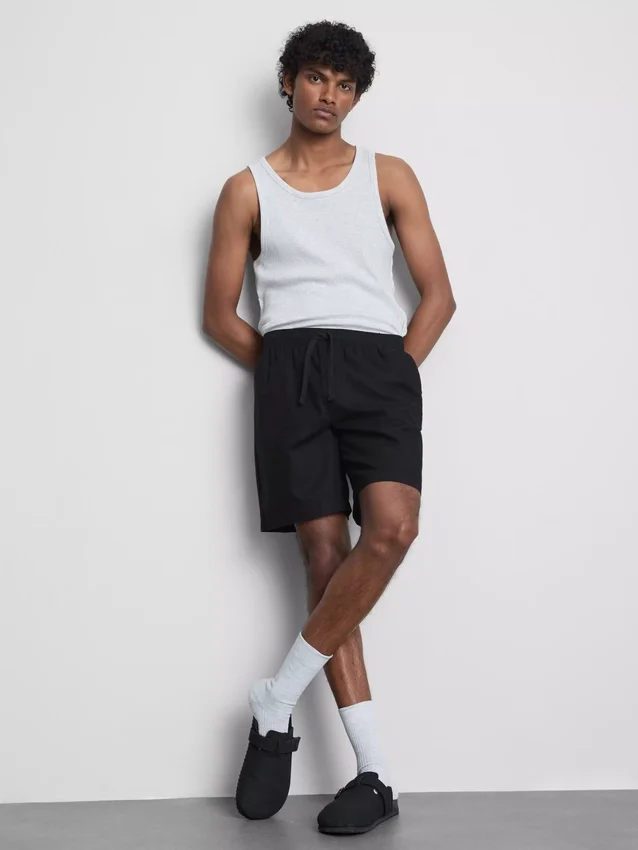 Pantalones cortos con cordón de mezcla de lino