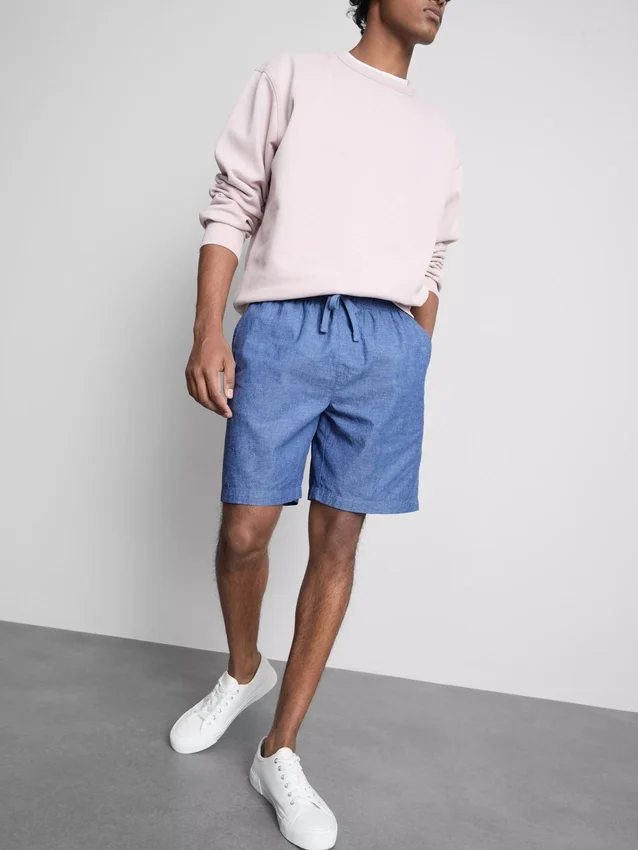 Pantalones cortos con cordón de mezcla de lino