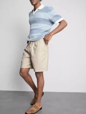 Pantalones cortos con cordón de mezcla de lino