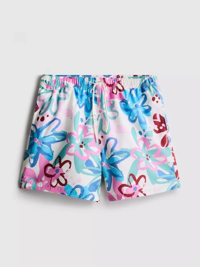Pantalones cortos con estampado floral tipo graffiti