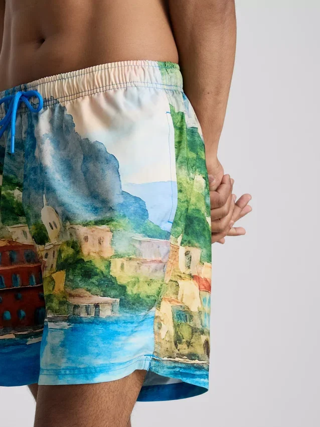 Pantalones cortos con estampado panorámico