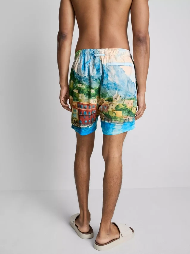 Pantalones cortos con estampado panorámico