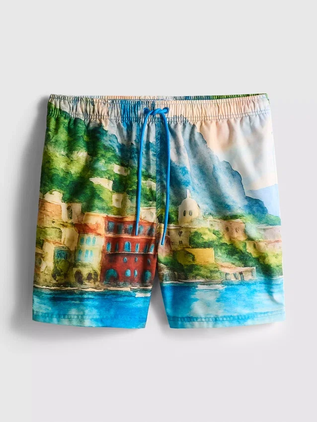 Pantalones cortos con estampado panorámico