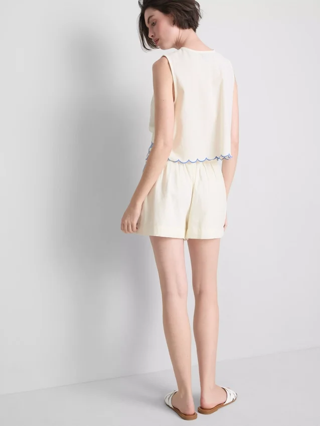 Pantalones cortos de algodón con bordado floral