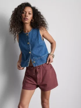 Pantalones cortos de algodón con cordón y cuentas