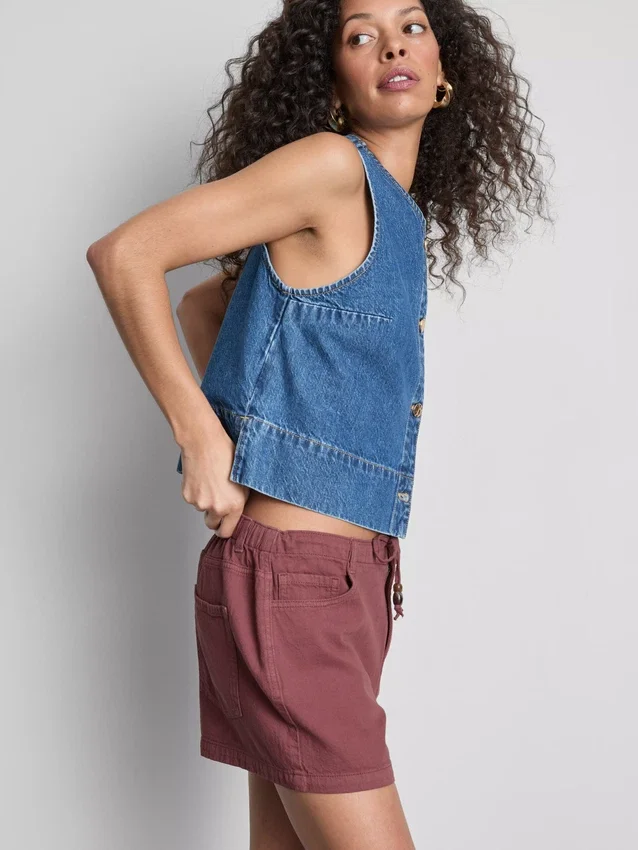Pantalones cortos de algodón con cordón y cuentas