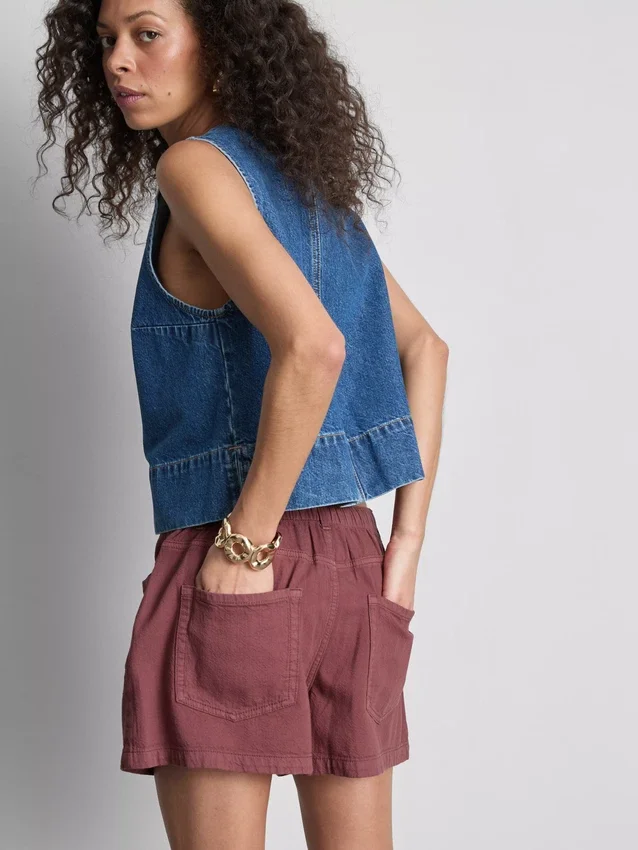 Pantalones cortos de algodón con cordón y cuentas