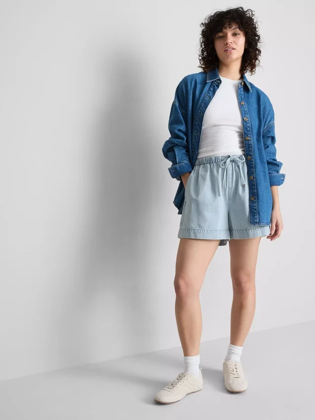 Pantalones cortos de chándal de denim de algodón