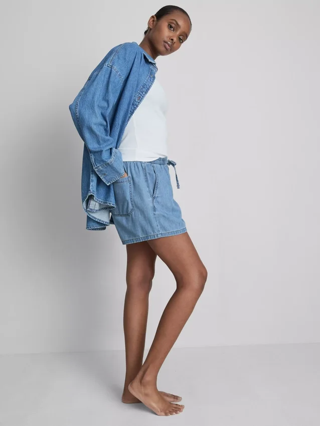 Pantalones cortos de chándal de denim de algodón