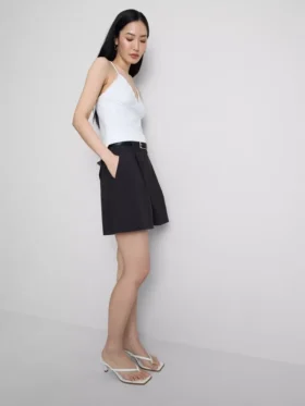 Pantalones cortos de crucero texturizados de cintura alta