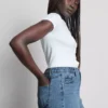 Pantalones cortos de denim de algodón con corte en A