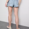 Pantalones cortos de denim de algodón con corte en A