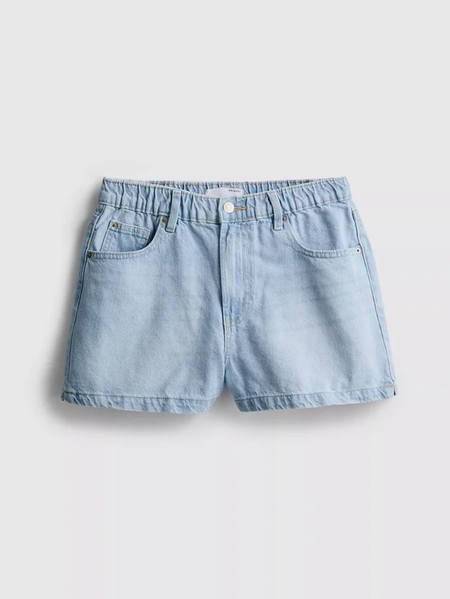 Pantalones cortos de denim de algodón con corte en A