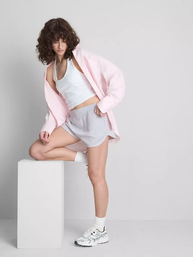 Pantalones cortos de jersey con detalles de botones, con alto contenido de algodón