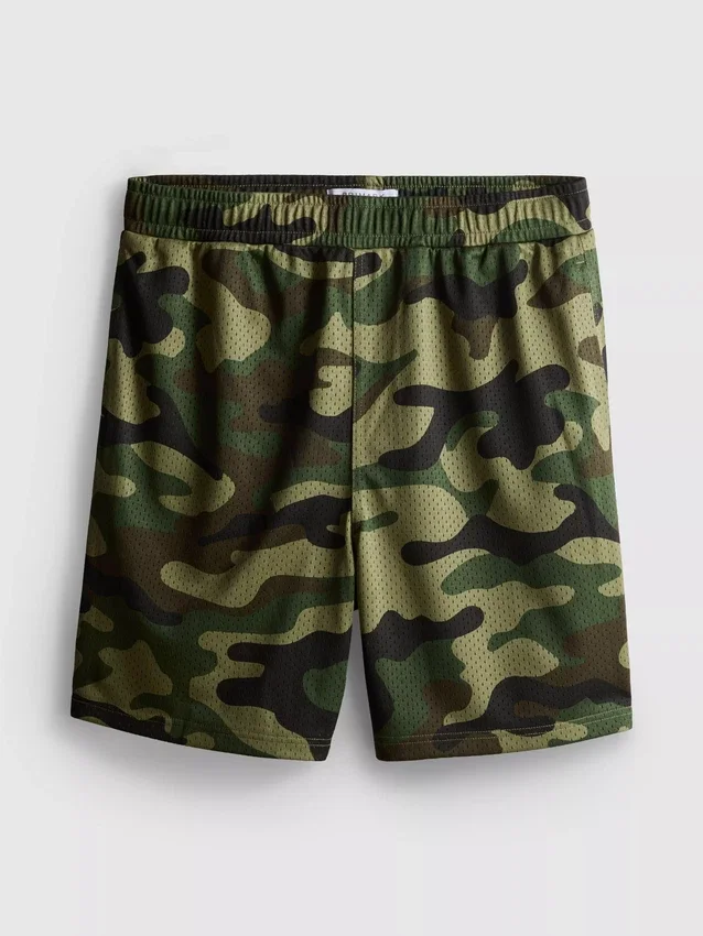 Pantalones cortos de malla con estampado de camuflaje