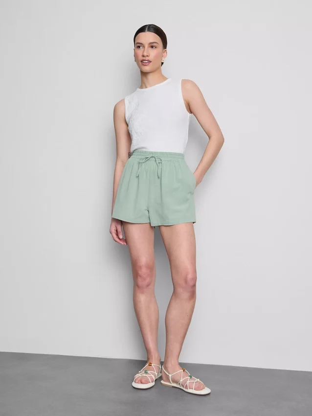 Pantalones cortos de mezcla de algodón con cintura elástica