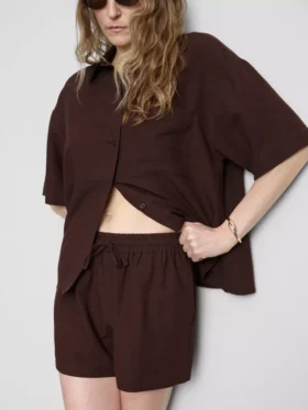 Pantalones cortos de mezcla de algodón con cintura elástica