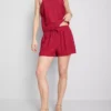 Pantalones cortos de mezcla de algodón con cintura elástica