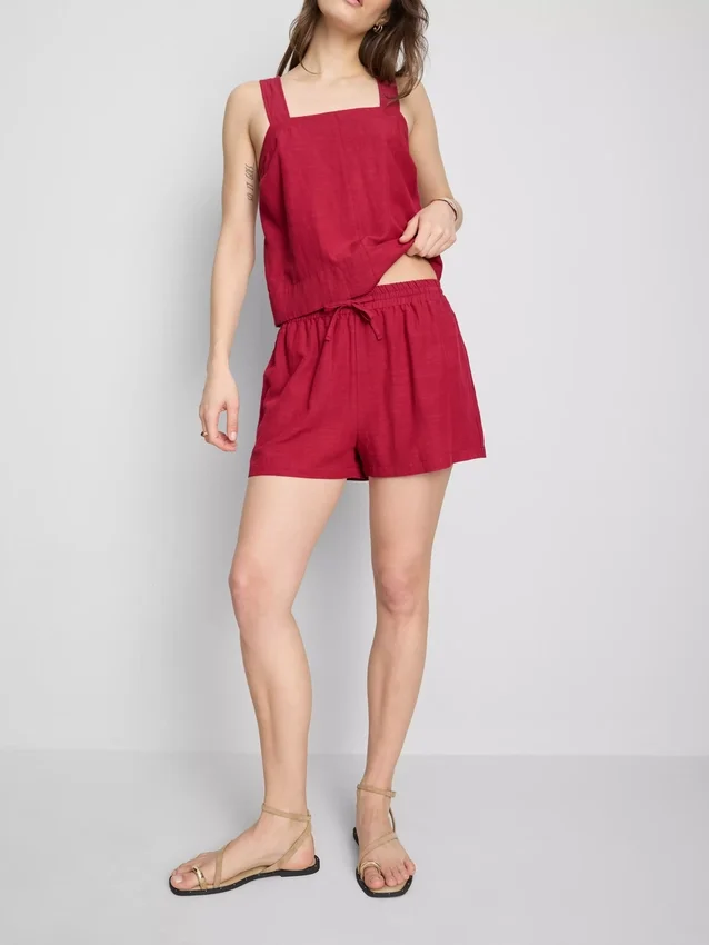 Pantalones cortos de mezcla de algodón con cintura elástica
