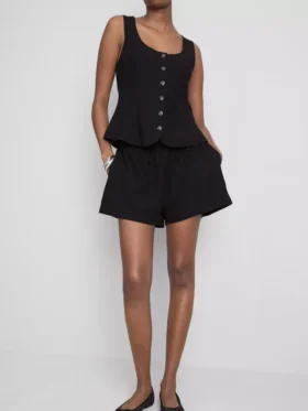Pantalones cortos de mezcla de algodón con cintura elástica