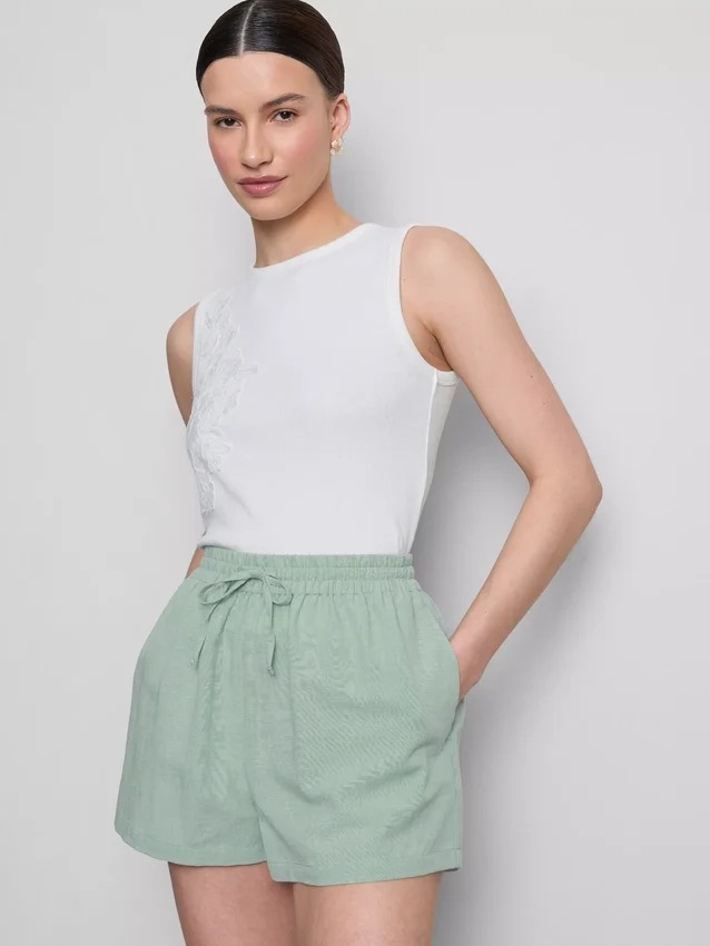 Pantalones cortos de mezcla de algodón con cintura elástica