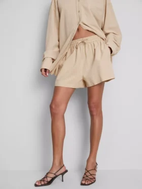 Pantalones cortos de mezcla de algodón con cintura elástica