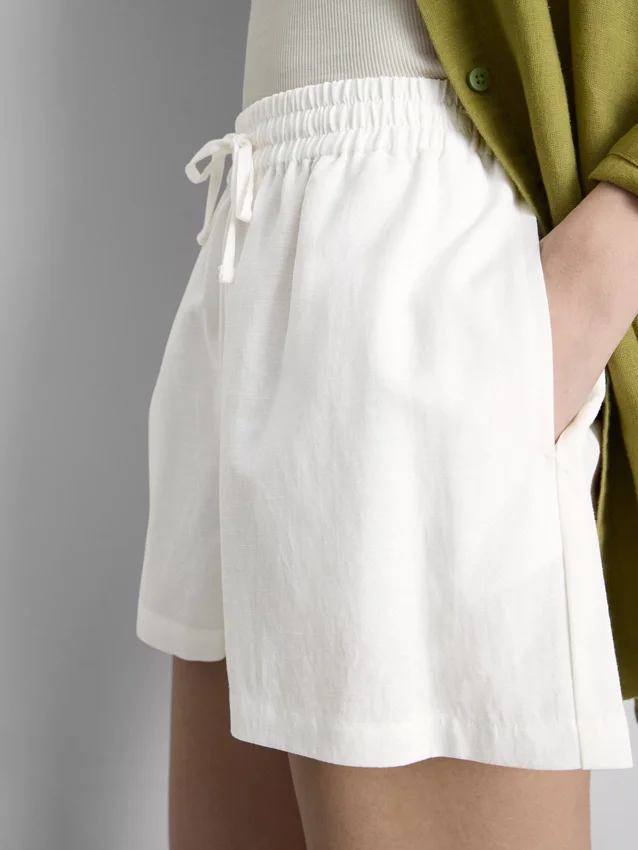 Pantalones cortos de mezcla de algodón con cintura elástica