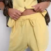 Pantalones cortos de mezcla de algodón con cintura elástica