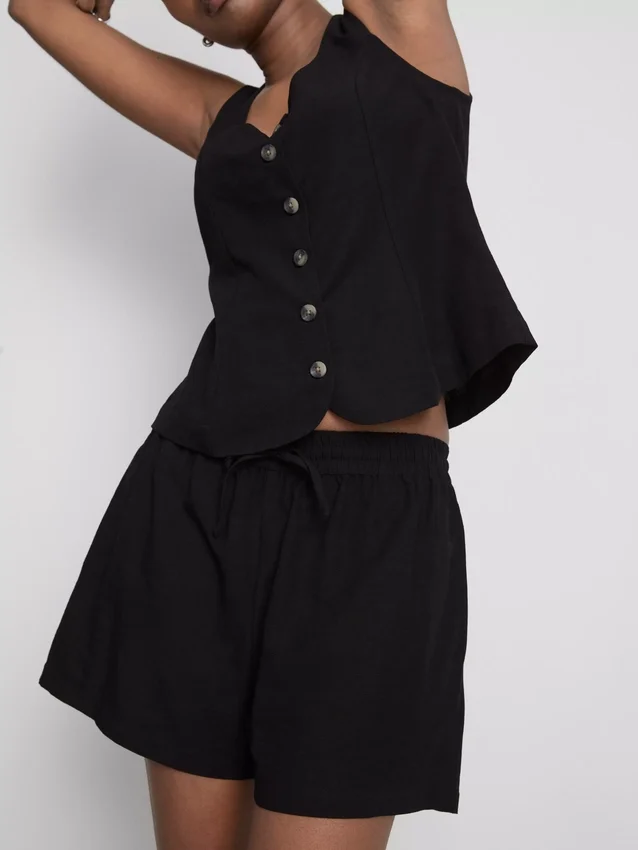 Pantalones cortos de mezcla de algodón con cintura elástica