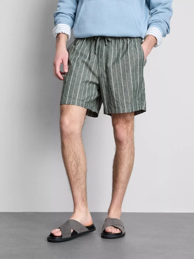 Pantalones cortos de mezcla de lino con rayas