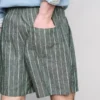 Pantalones cortos de mezcla de lino con rayas