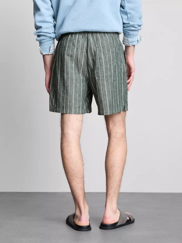 Pantalones cortos de mezcla de lino con rayas